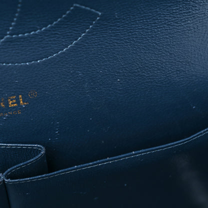 Chanel Metallic Caviar Quilted Jumbo Double Flap Dark Blue 11 of 15