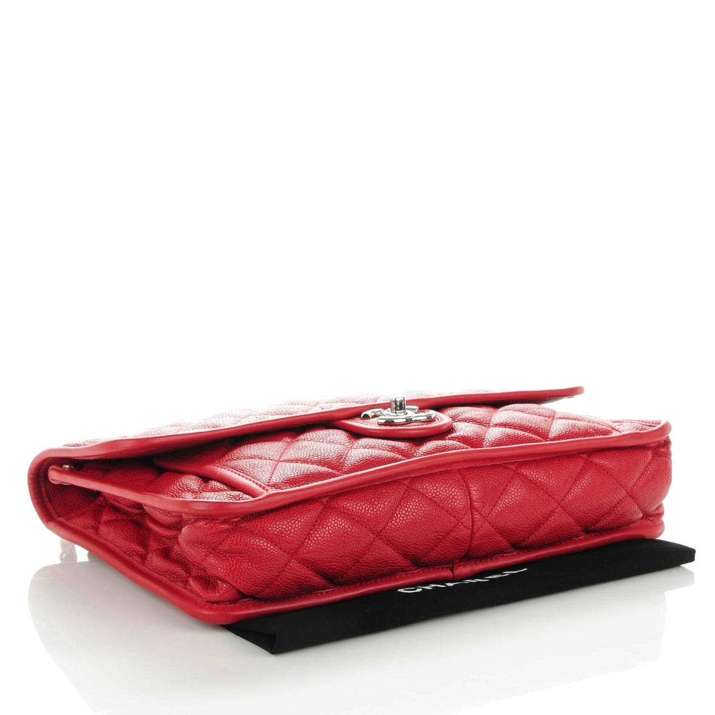 Caviar Quilted Large French Riviera Flap Red