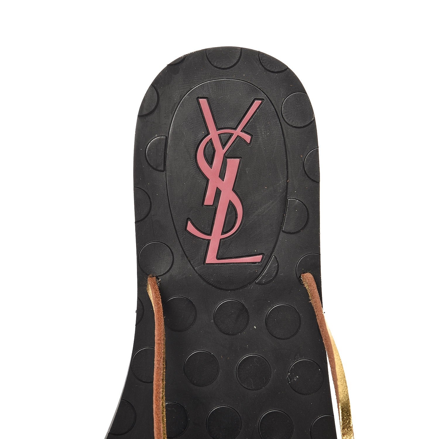 Saint Laurent Rubber Biarritz Heart Sandals 38 Pink Gold 6 of 8