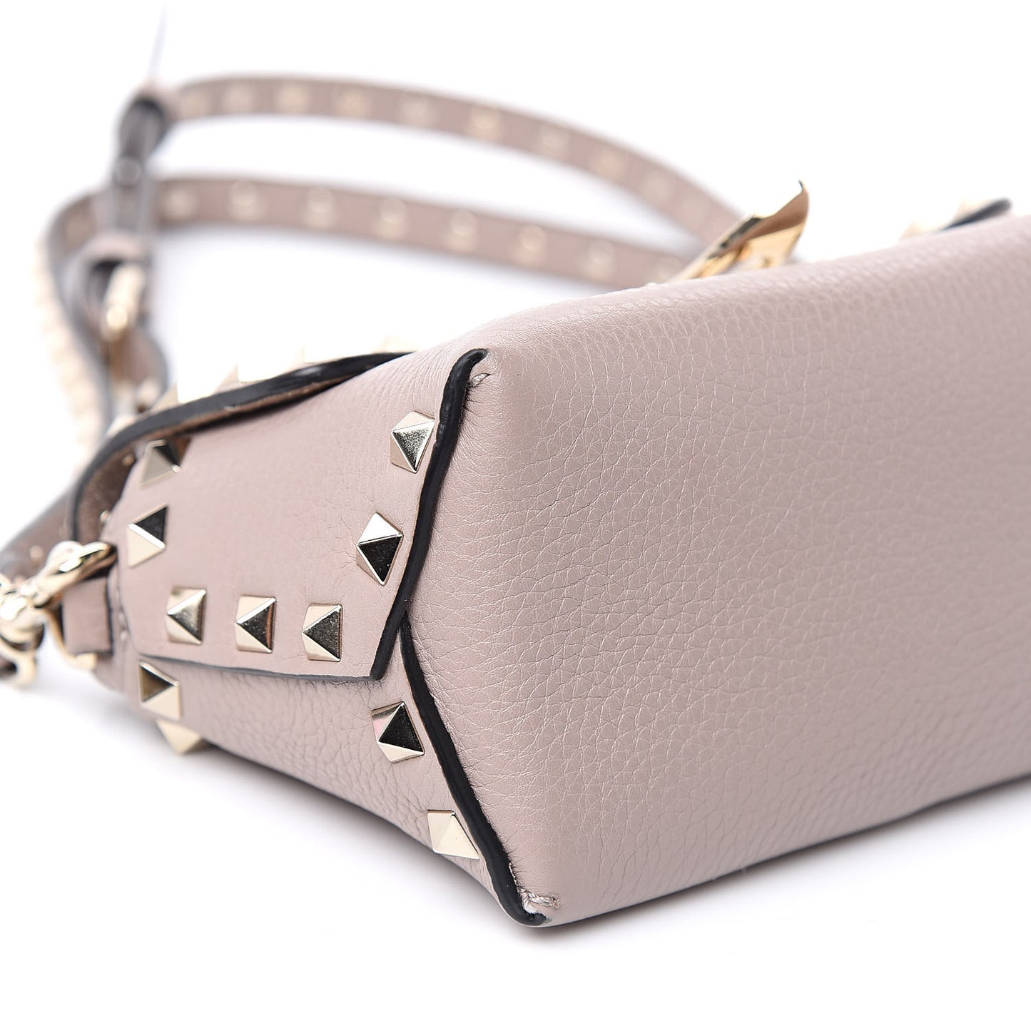 Pebbled Calfskin Mini Rockstud Crossbody Bag Poudre