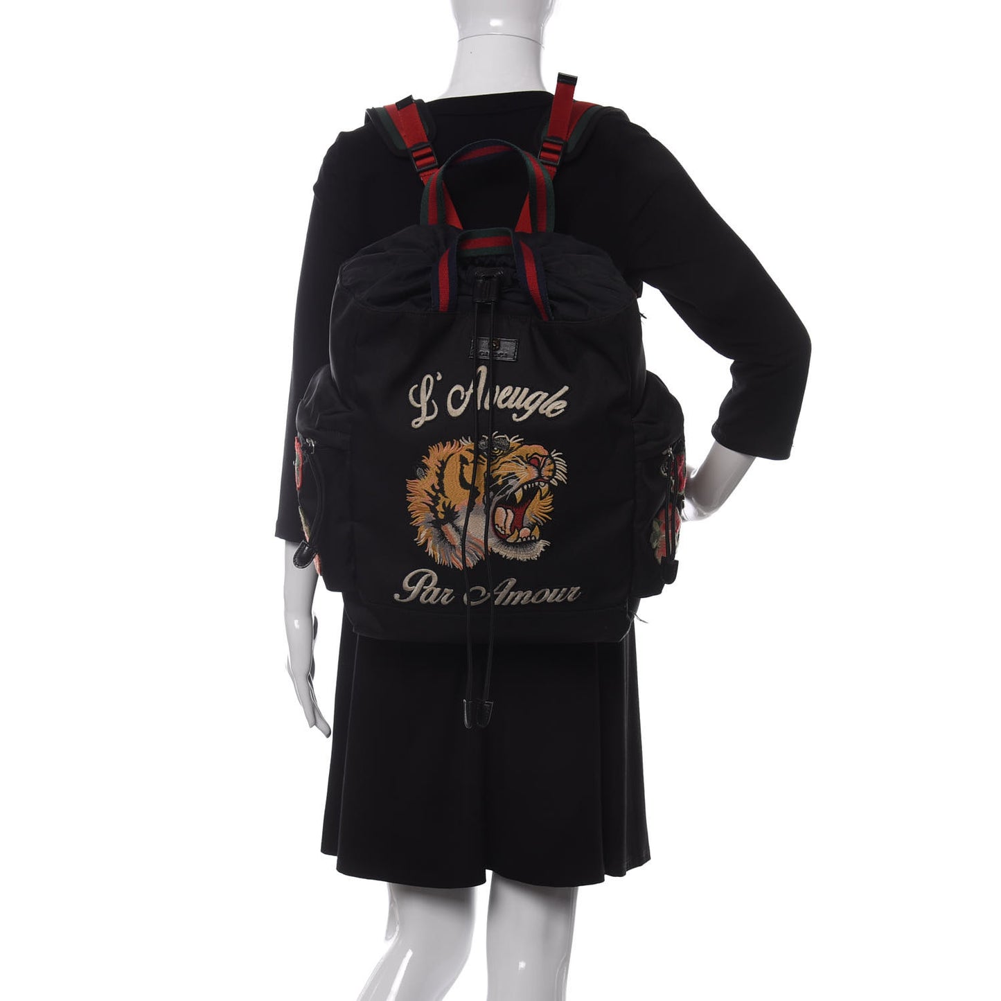 Techno Canvas Web L'Aveugle Par Amour Embroidered Drawstring Backpack Black