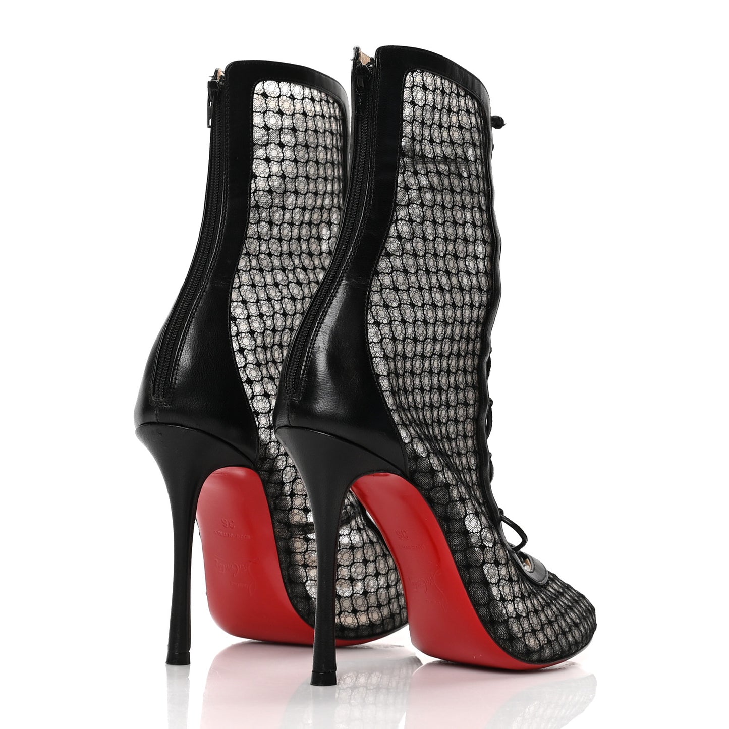 Nappa Fishnet Lace Hotero 100 Ankle Boots 36 Black