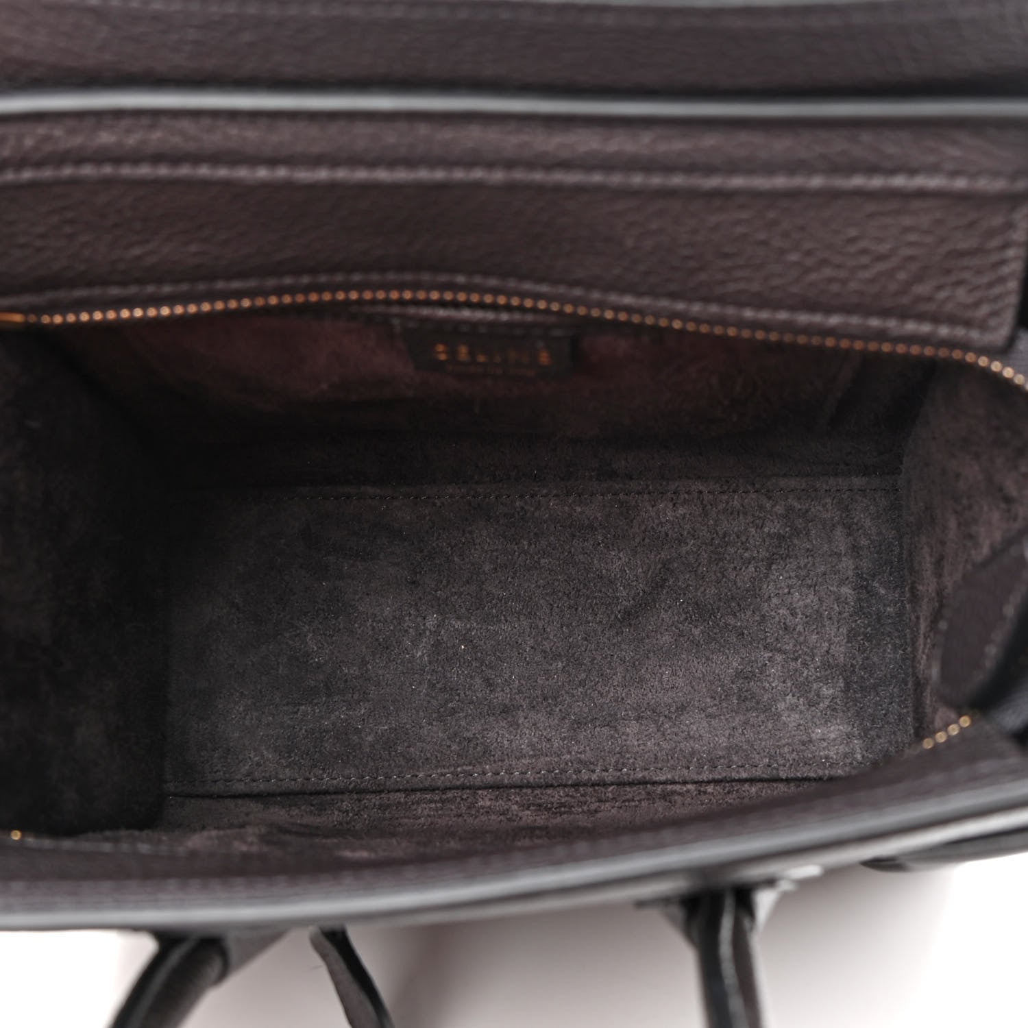 Celine Drummed Calfskin Nano Luggage Liquorice 5 of 8