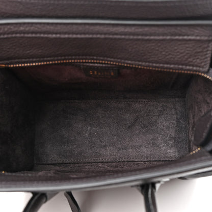 Celine Drummed Calfskin Nano Luggage Liquorice 5 of 8