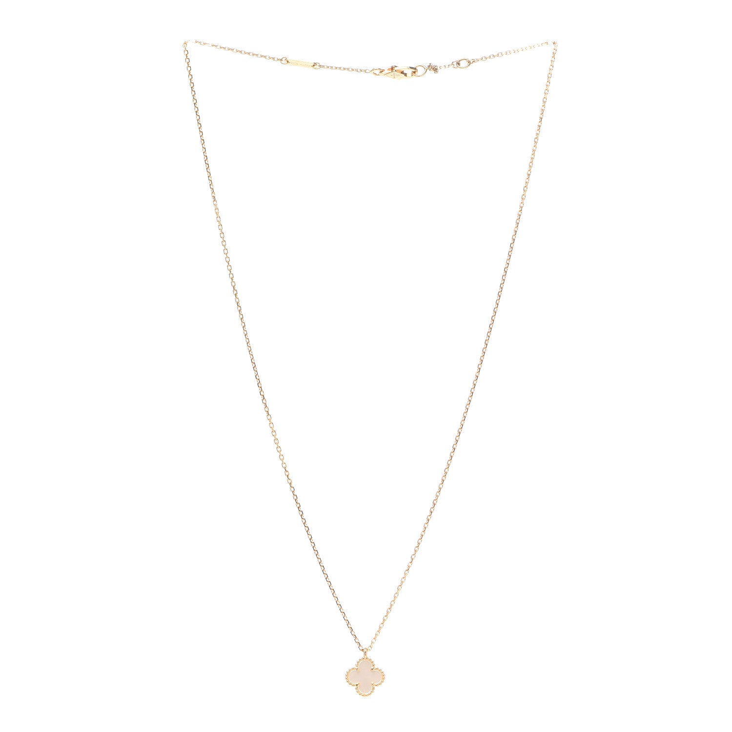 Van Cleef & Arpels 18K Yellow Gold Mother of Pearl Sweet Alhambra Pendant Necklace 3 of 7