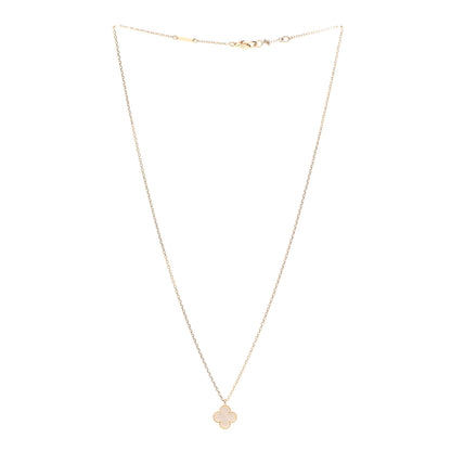Van Cleef & Arpels 18K Yellow Gold Mother of Pearl Sweet Alhambra Pendant Necklace 3 of 7