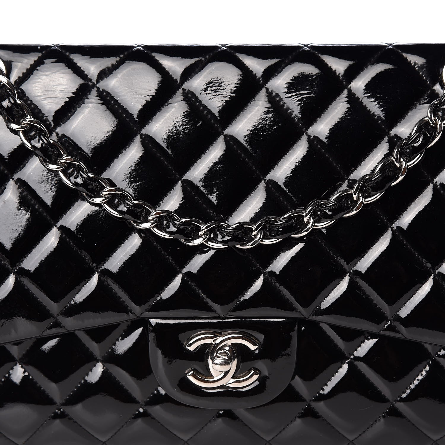 Chanel Patent Quilted Jumbo Double Flap Black 7 of 10