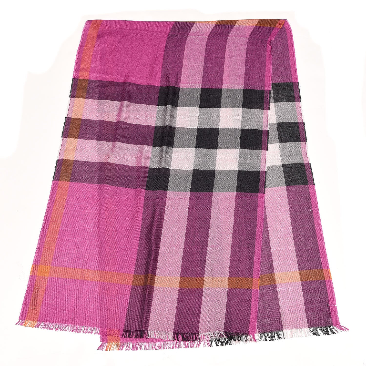 Burberry Silk Cashmere Giant Check Scarf Bright Rose 1 of 6