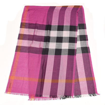 Burberry Silk Cashmere Giant Check Scarf Bright Rose 1 of 6