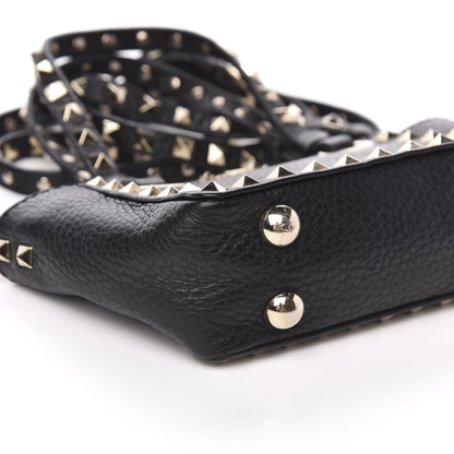 Valentino Garavani Pebbled Calfskin Micro Rockstud Tote Black 9 of 11