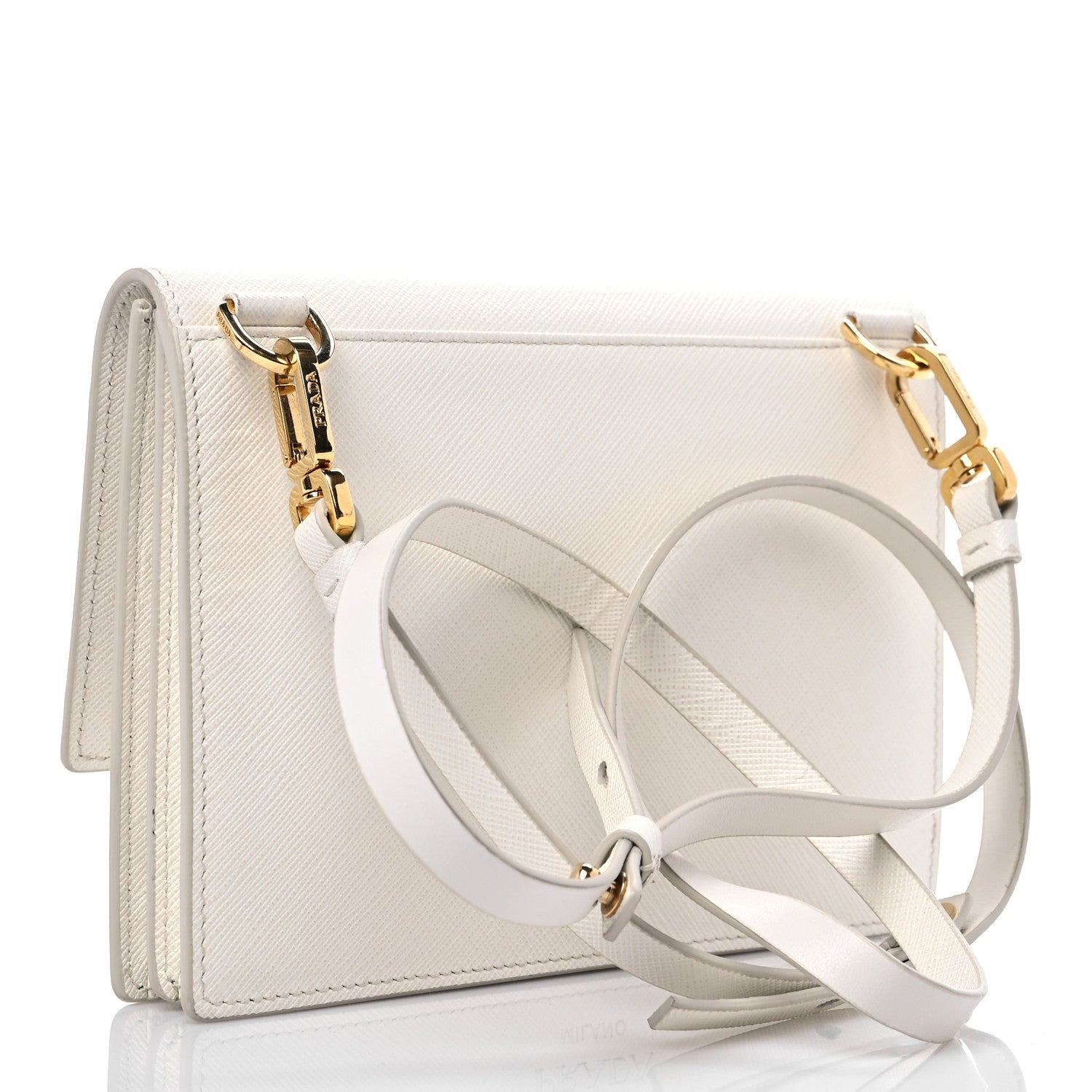 Prada Saffiano Heart Lock Crossbody Bag White 2 of 7
