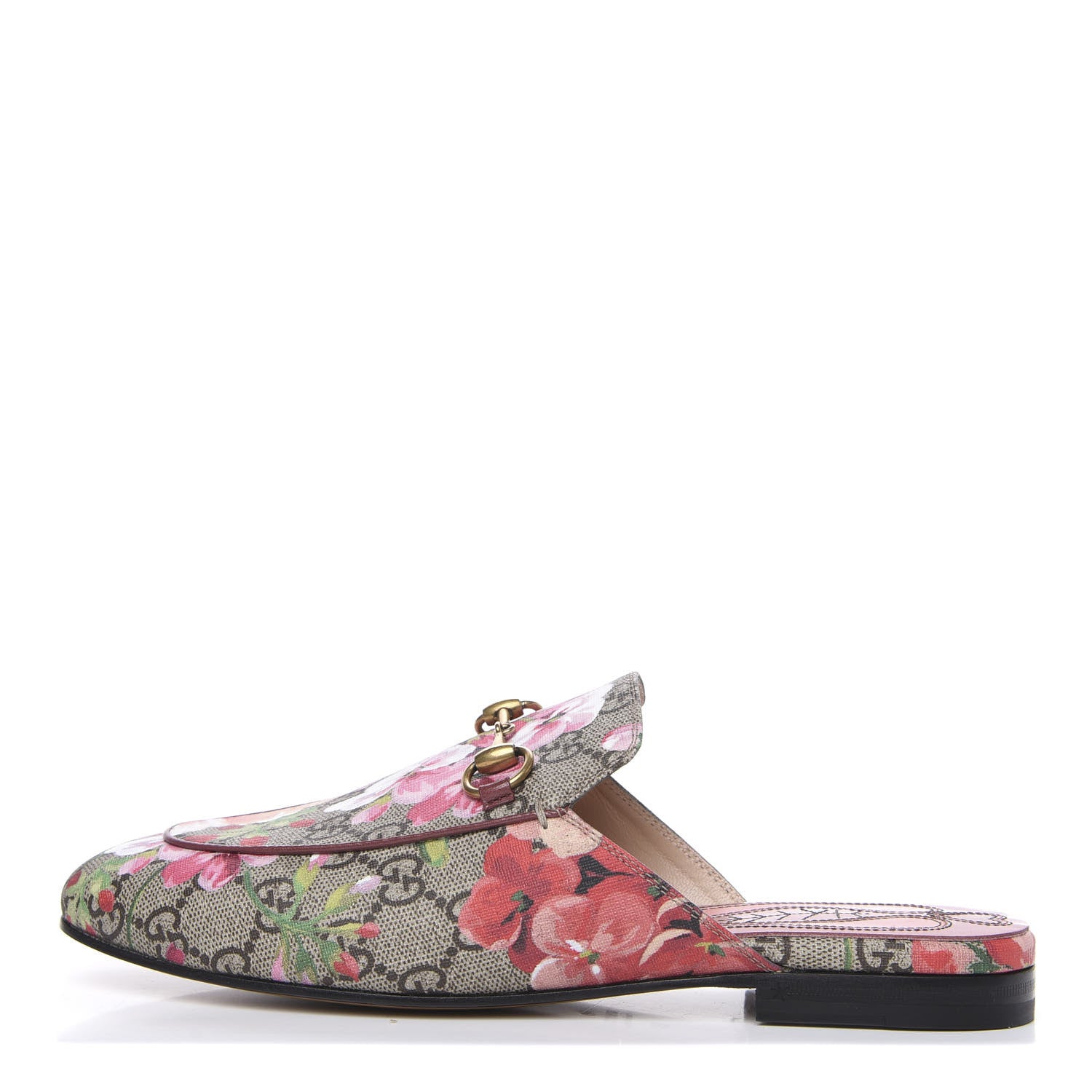 Gucci GG Supreme Monogram Blooms Womens Princetown Slippers 37 Beige Multicolor Dry Rose 1 of 9