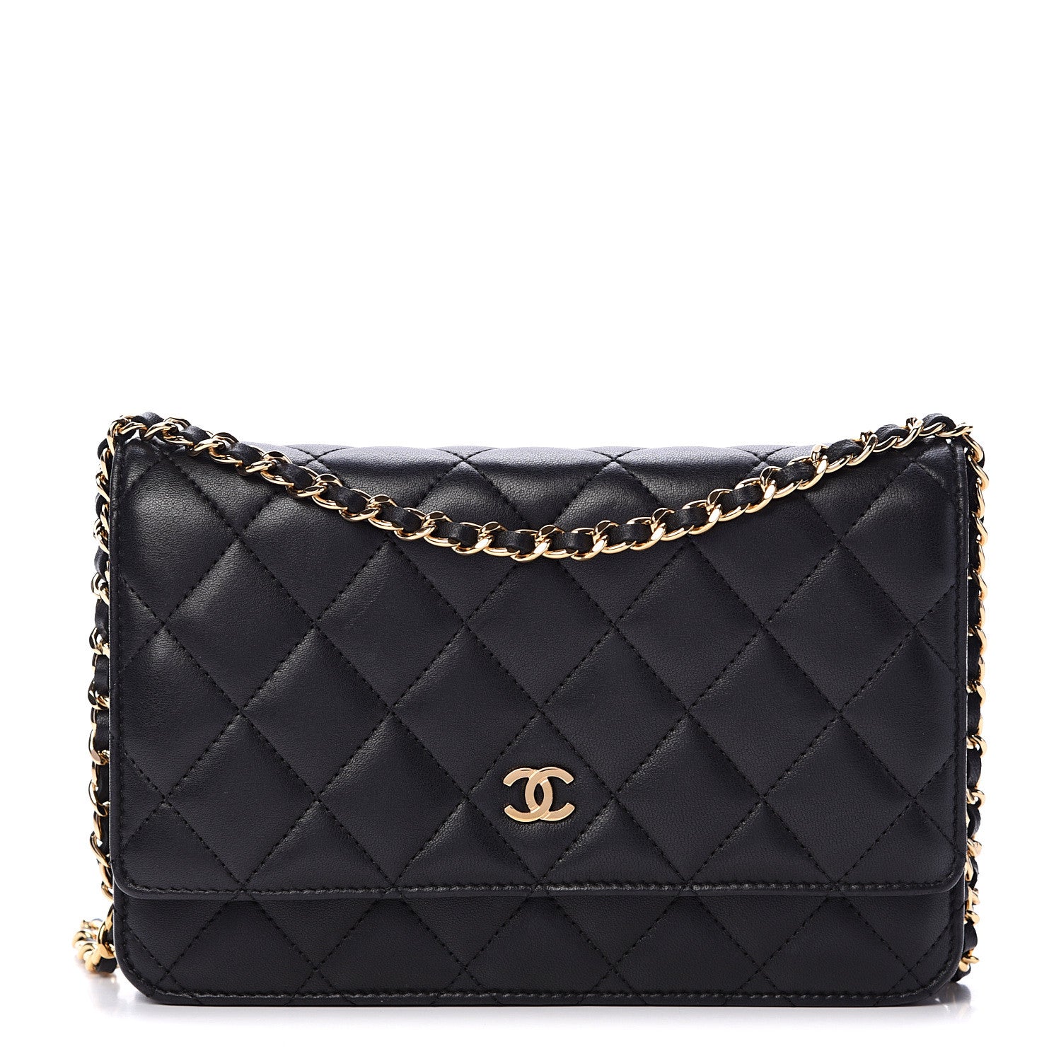 Chanel Lambskin Quilted Wallet On Chain WOC Black 1 of 14