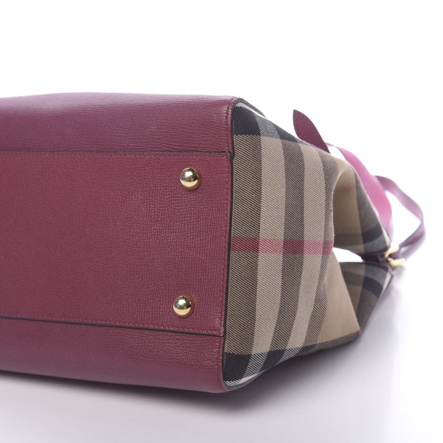 Grainy Calfskin House Check Small Canterbury Tote Berry Pink