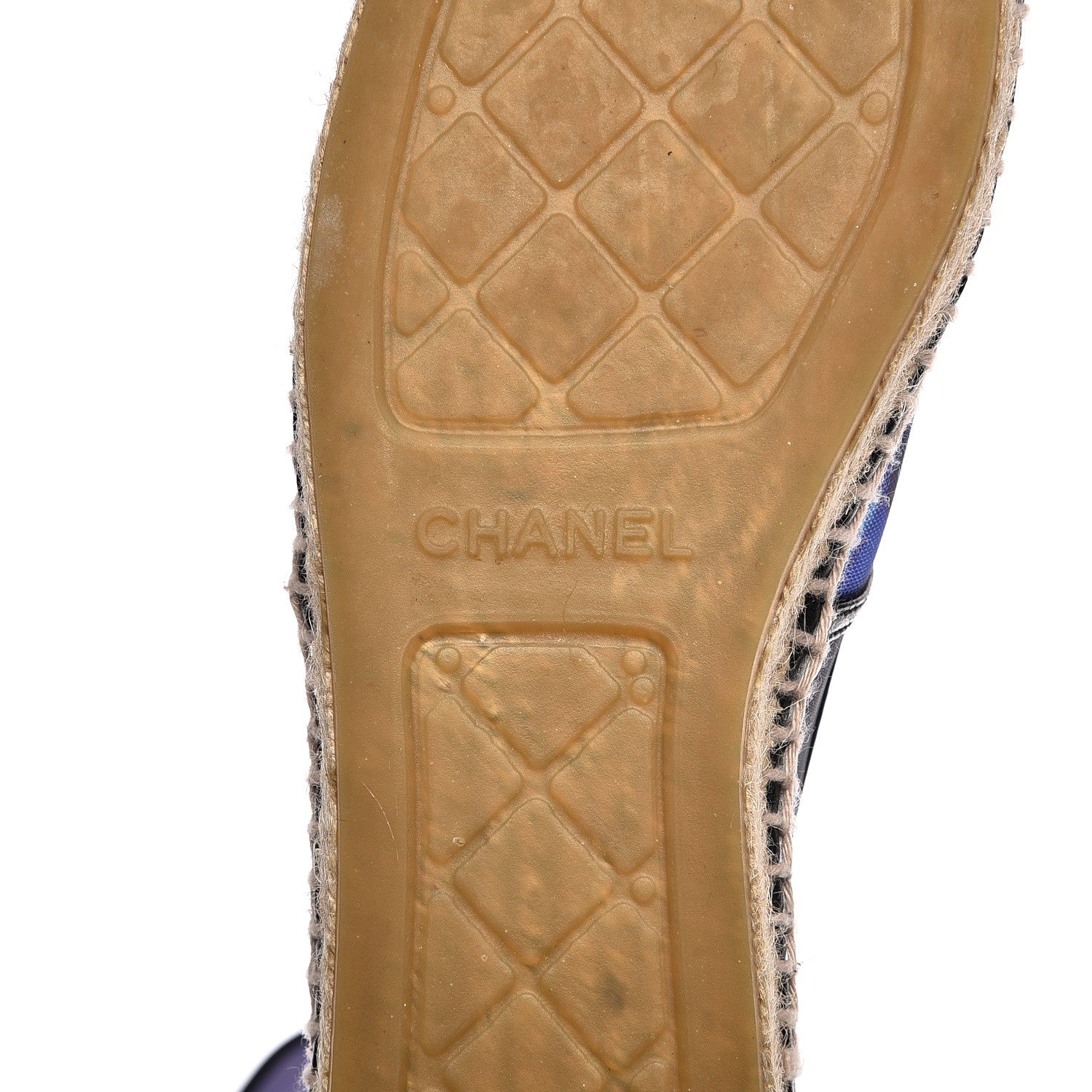 Chanel Mesh Lambskin Check Print CC Espadrilles 39 Blue Black White 7 of 8