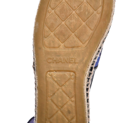 Chanel Mesh Lambskin Check Print CC Espadrilles 39 Blue Black White 7 of 8
