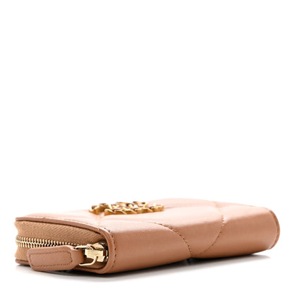 Chanel Lambskin Quilted Chanel 19 Zip Around Coin Purse Wallet Brown 4 of 8