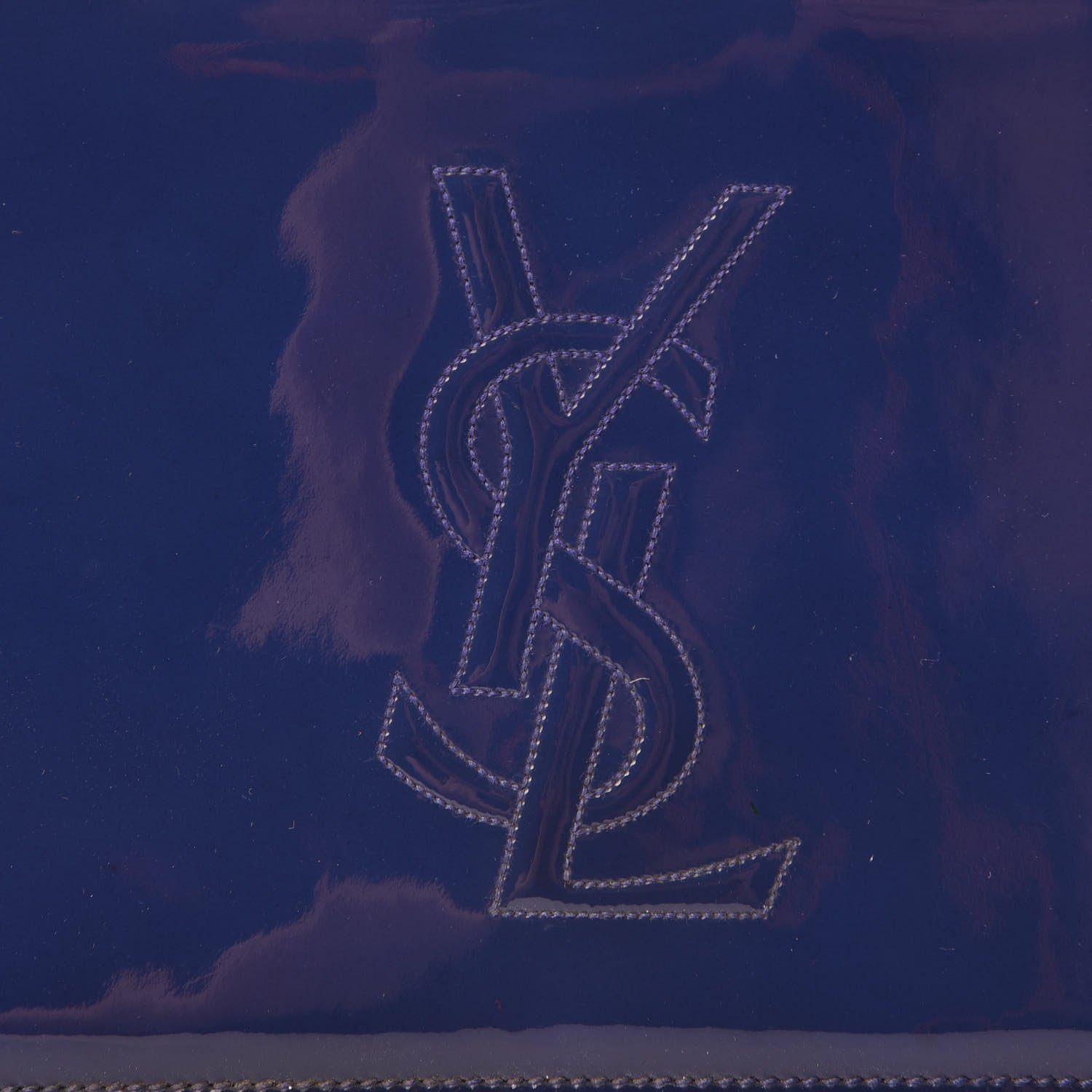 Saint Laurent Patent Calfskin Monogram Large Belle De Jour Clutch Royal Blue 7 of 11
