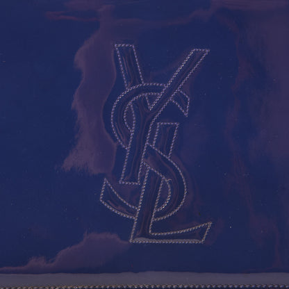 Saint Laurent Patent Calfskin Monogram Large Belle De Jour Clutch Royal Blue 7 of 11