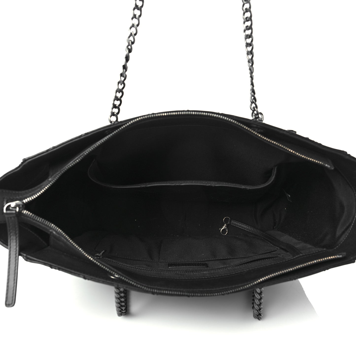 Lambskin Stitched Shopping Tote Black
