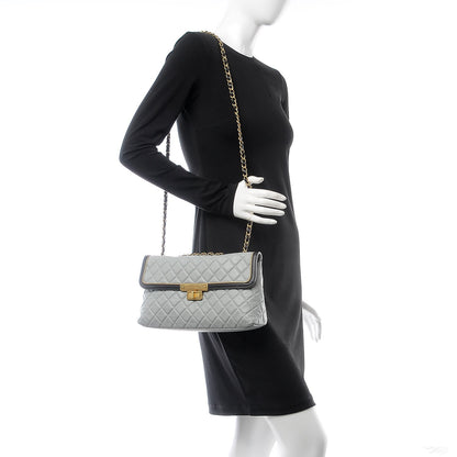 Chanel Lambskin Quilted Mademoiselle East West Flap Light Grey 2 of 7