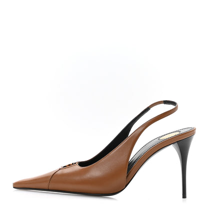 Saint Laurent Nappa Babylone Breteuil Slingback Pumps 36 Macadamia 1 of 8