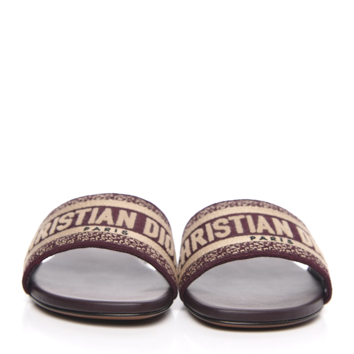 Canvas Embroidered Dway Mules Slide Sandals 37.5 Burgundy