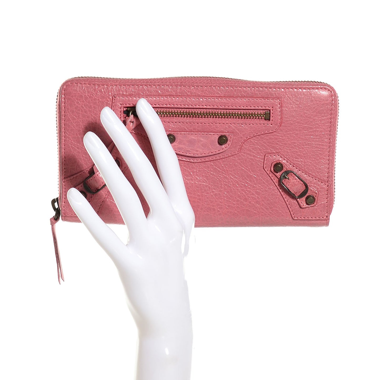 Agneau Classic Hardware Continental Zip Around Wallet Rose Bonbon
