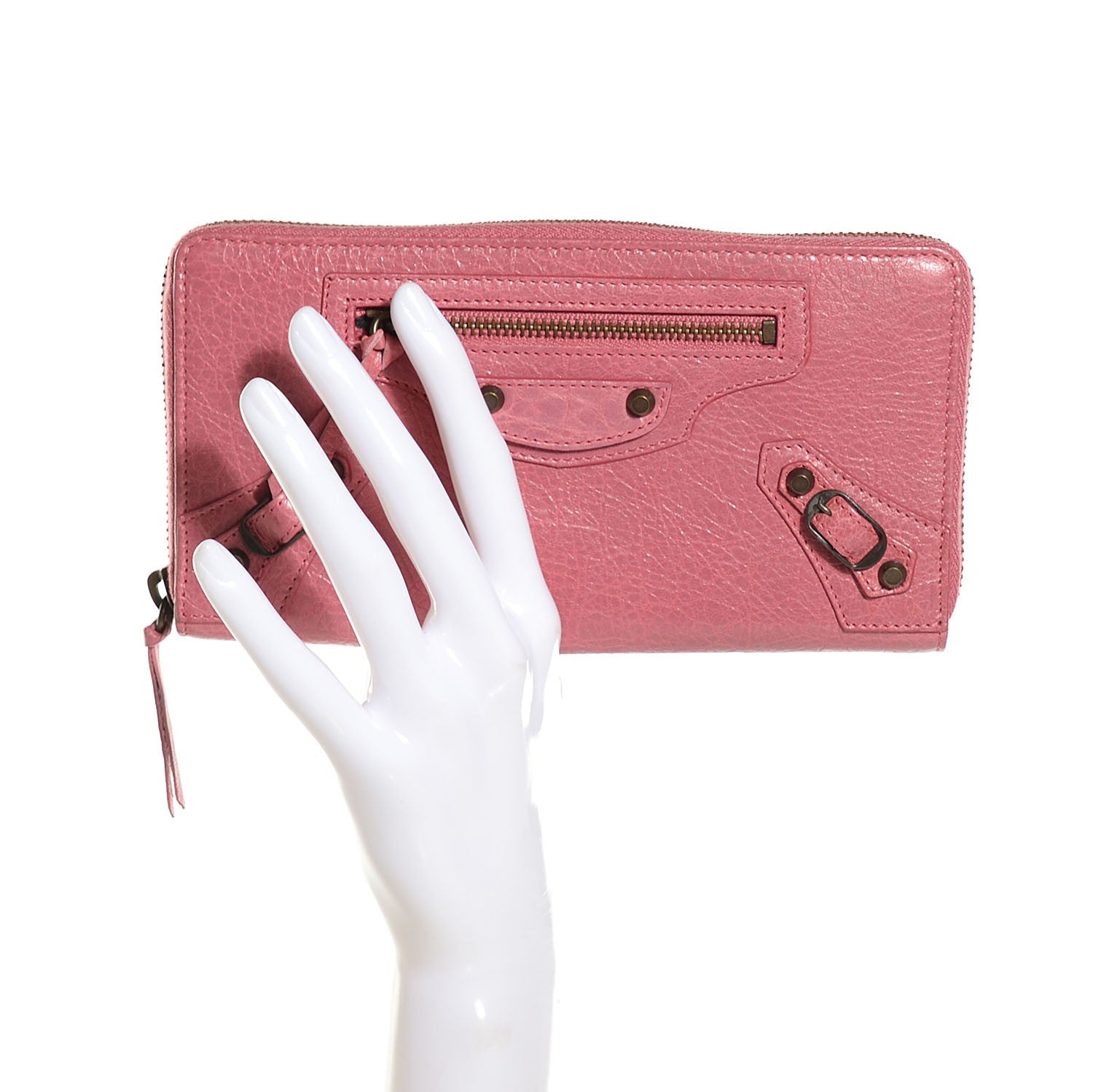 Balenciaga Agneau Classic Hardware Continental Zip Around Wallet Rose Bonbon 2 of 8