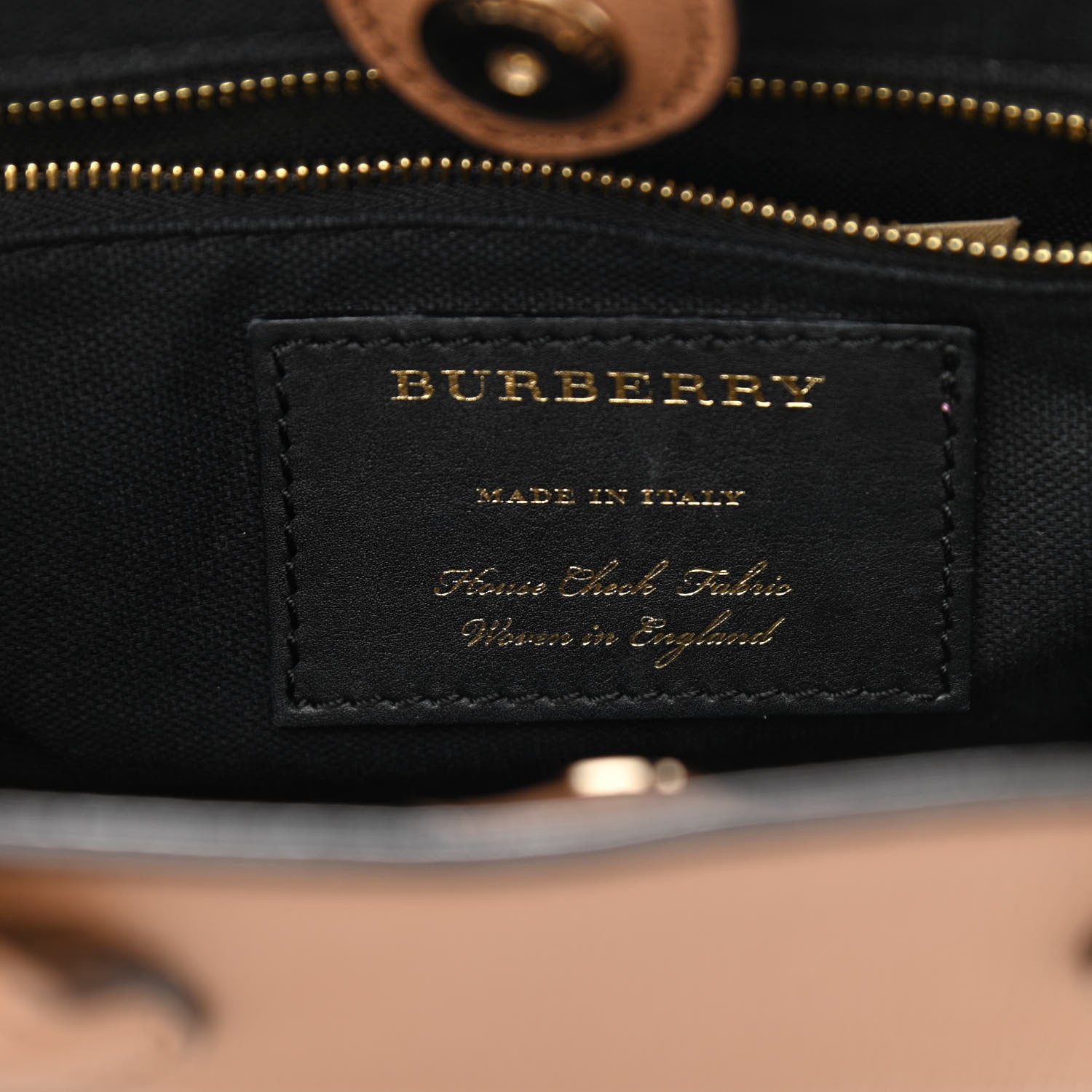 Burberry Grainy Calfskin House Check Small Banner Tote Tan 6 of 11
