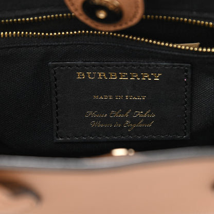 Burberry Grainy Calfskin House Check Small Banner Tote Tan 6 of 11