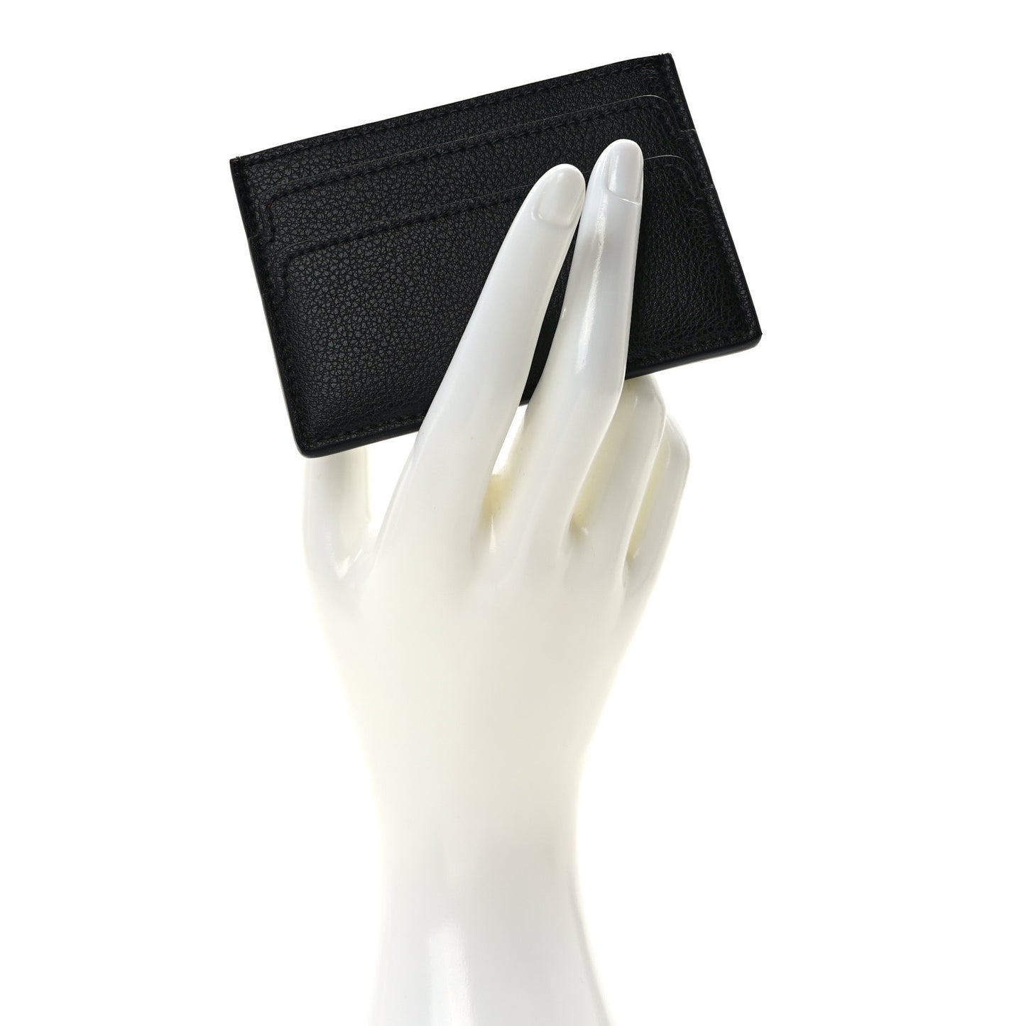 Calfskin Skull Card Holder Black