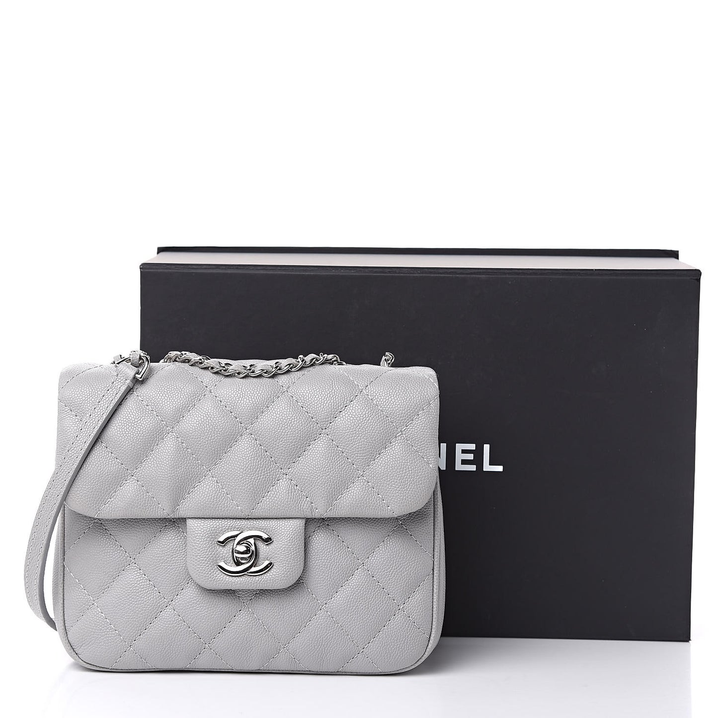 Caviar Quilted Small Urban Companion Flap Grey