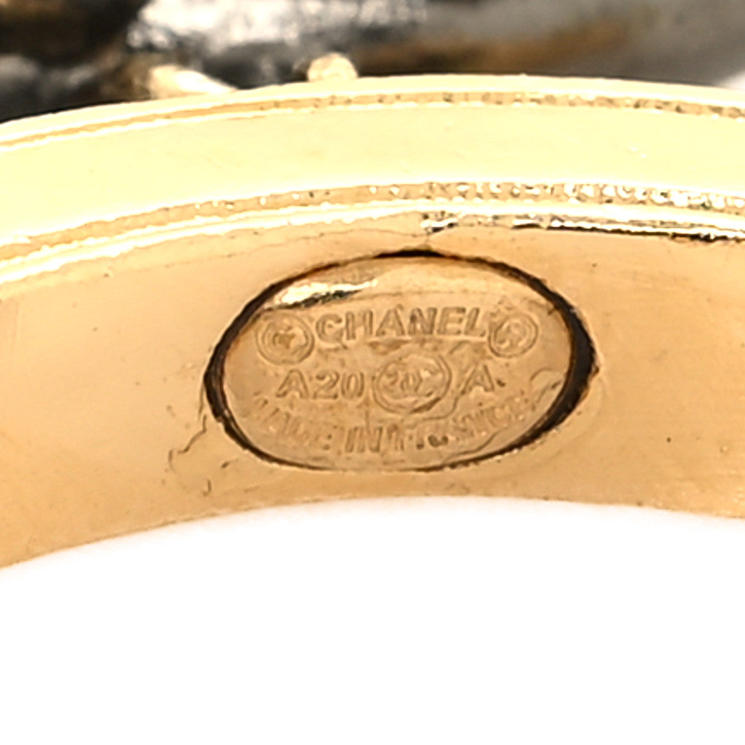 Crystal Lock Symbols CC Hoop Drop Earrings Gold Ruthenium