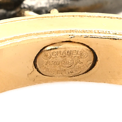 Chanel Crystal Lock Symbols CC Hoop Drop Earrings Gold Ruthenium 4 of 4