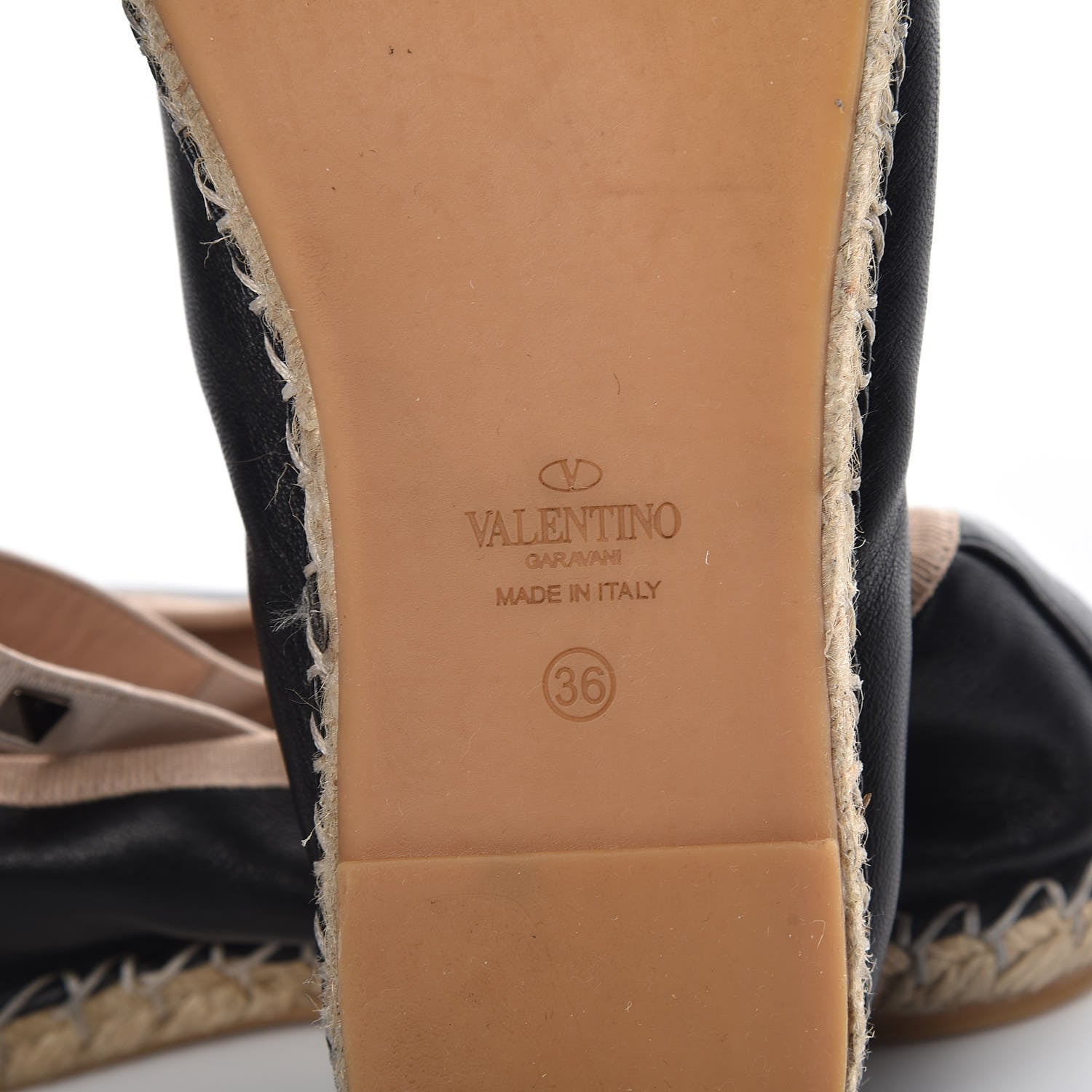 Valentino Garavani Nappa Rockstud Ballerina Espadrille Flats 36 Black 8 of 18