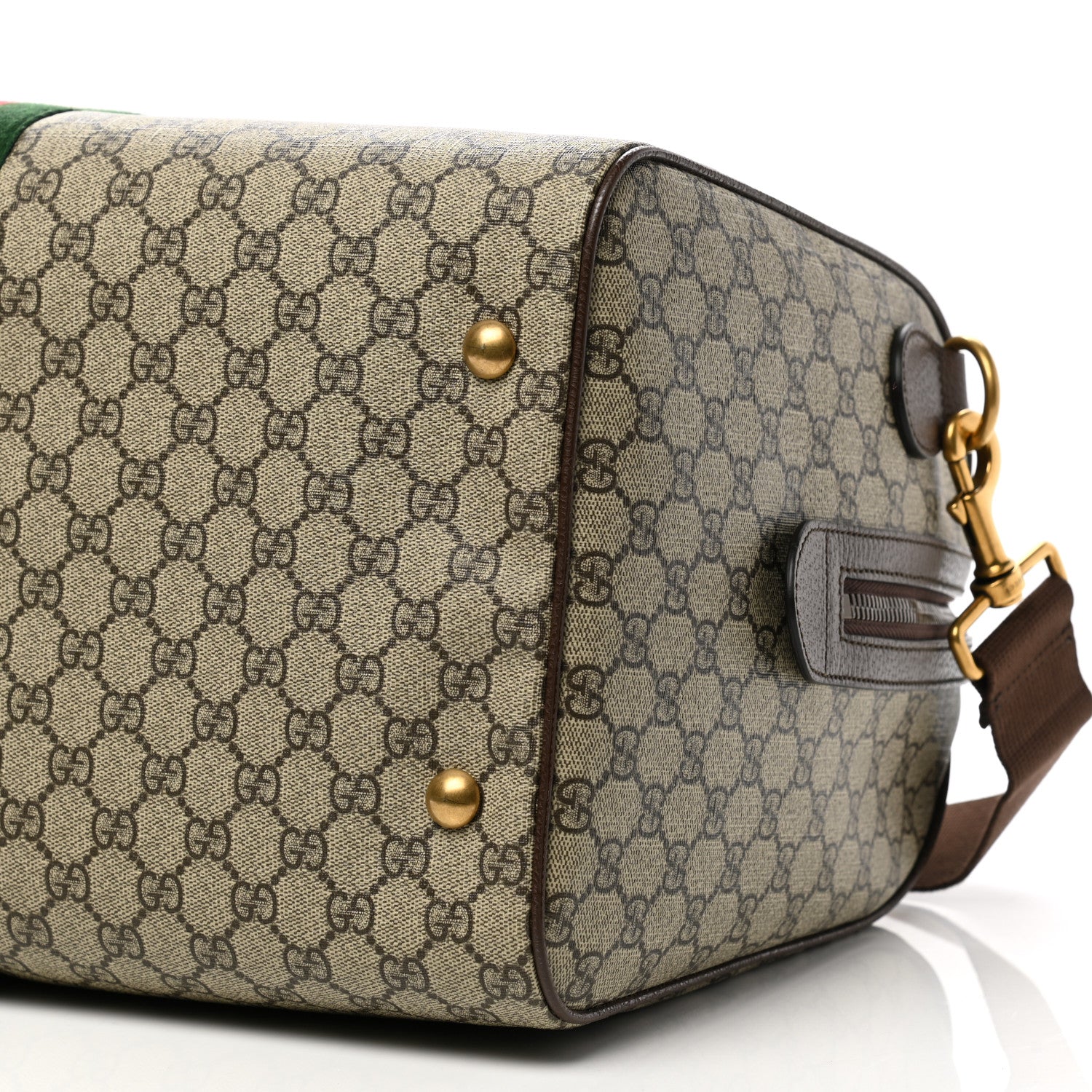 Gucci GG Supreme Monogram Textured Dollar Calfskin Web Medium Ophidia Carry-On Duffle Bag Beige Ebony New Acero 11 of 11
