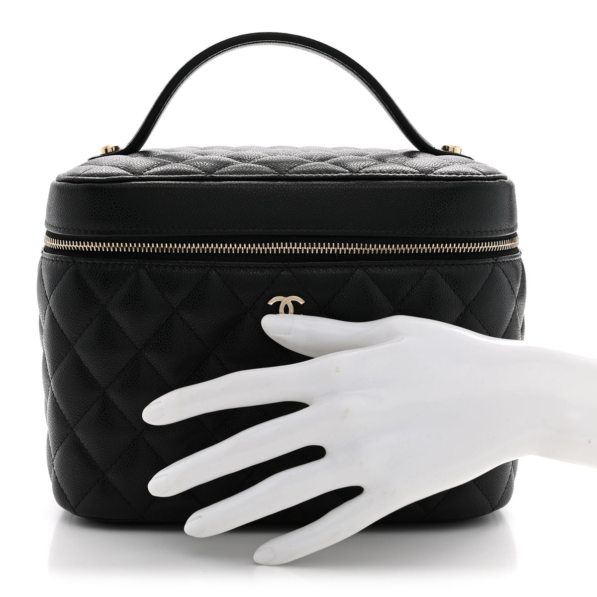 Caviar Quilted Large Vanity Pouch Black