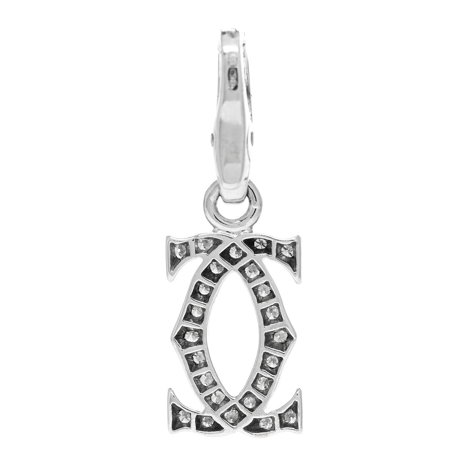 Cartier 18K White Gold Diamond Logo Charm 3 of 5
