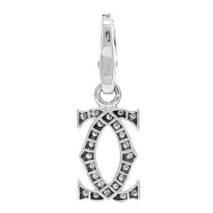Cartier 18K White Gold Diamond Logo Charm 3 of 5