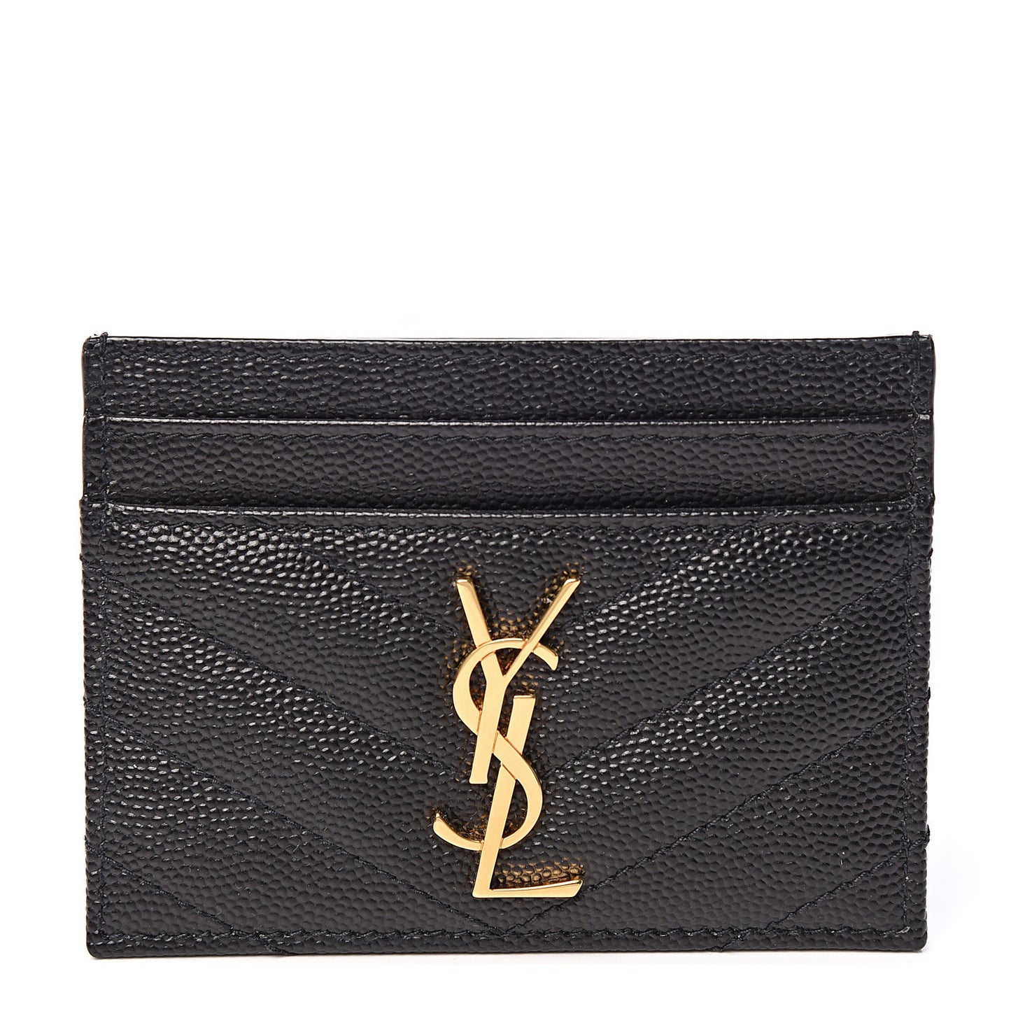 Grain De Poudre Matelasse Chevron Monogram Credit Card Case Black