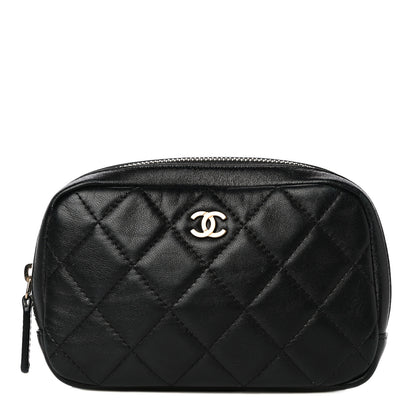 Chanel Lambskin Quilted Small Curvy Pouch Cosmetic Case Black 1 of 13