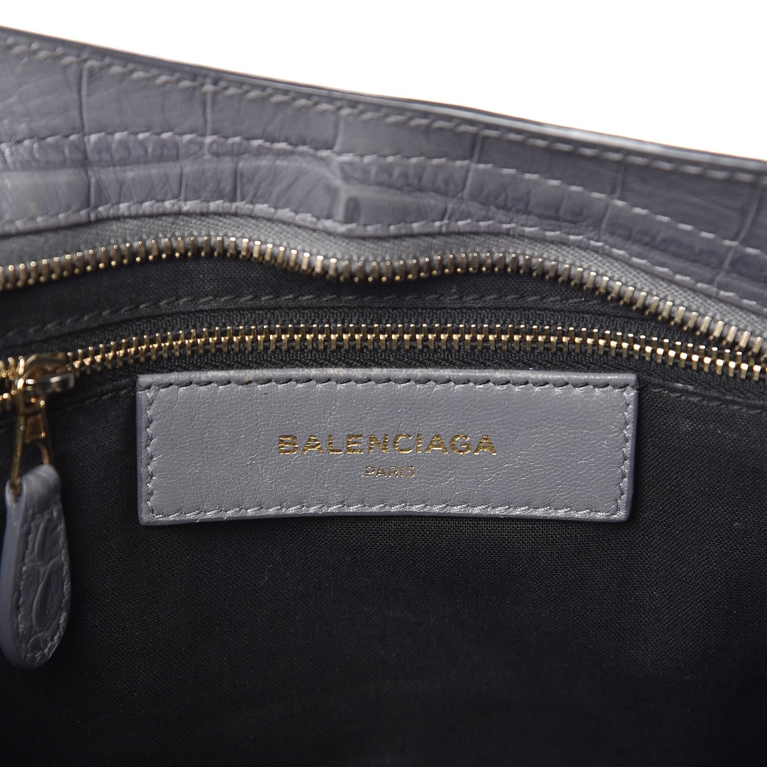 Balenciaga Calfskin Crocodile Embossed Giant 12 Gold Hardware City Gris Beton 7 of 12