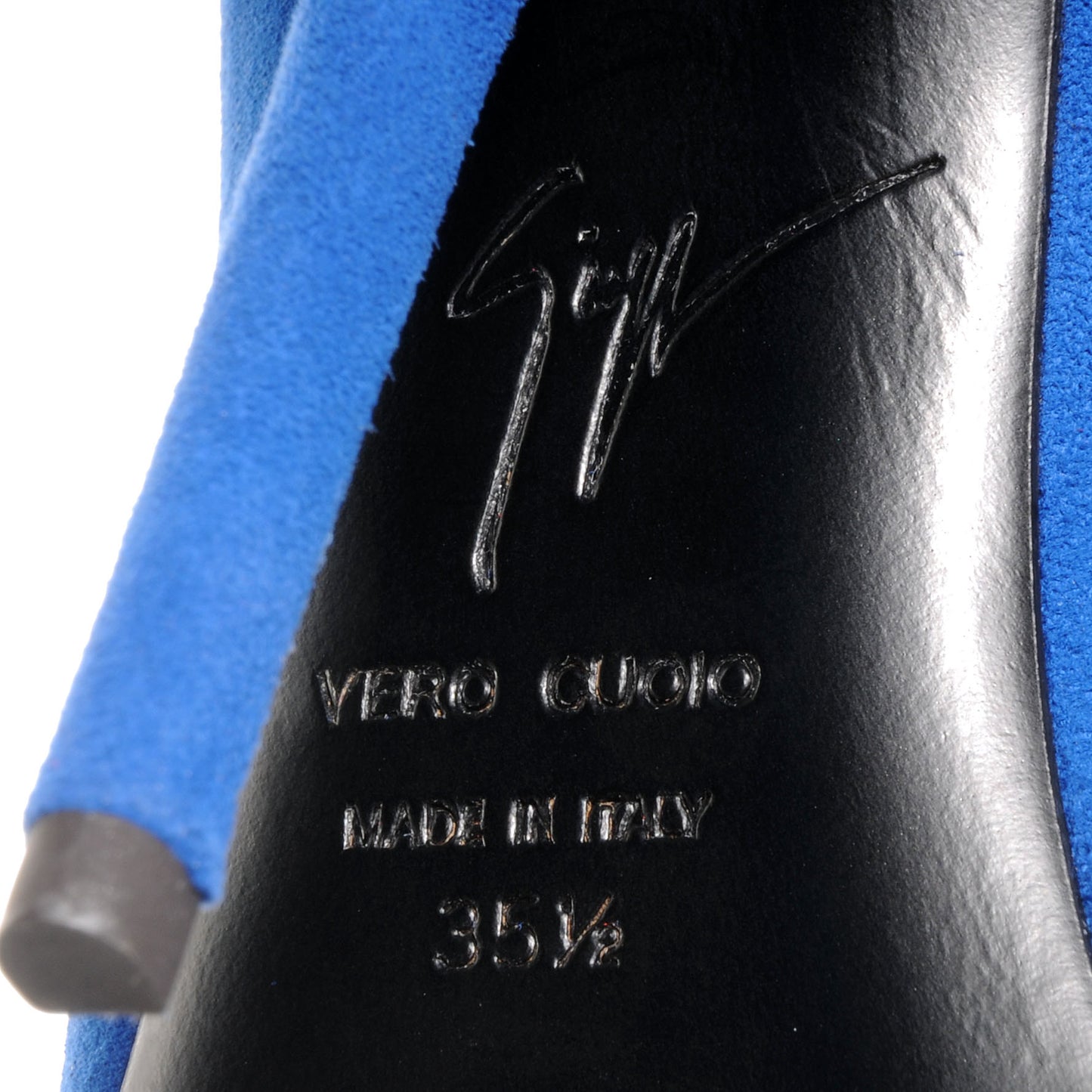 GIUSEPPEZANOTTISuedeStrapCutOutPeepToePumps35.5CobaltBlue