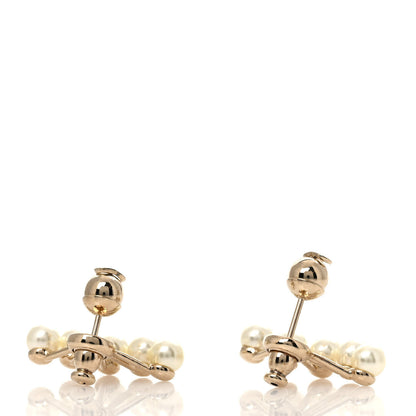 Christian Dior Pearl Petite CD Earrings Gold 3 of 4