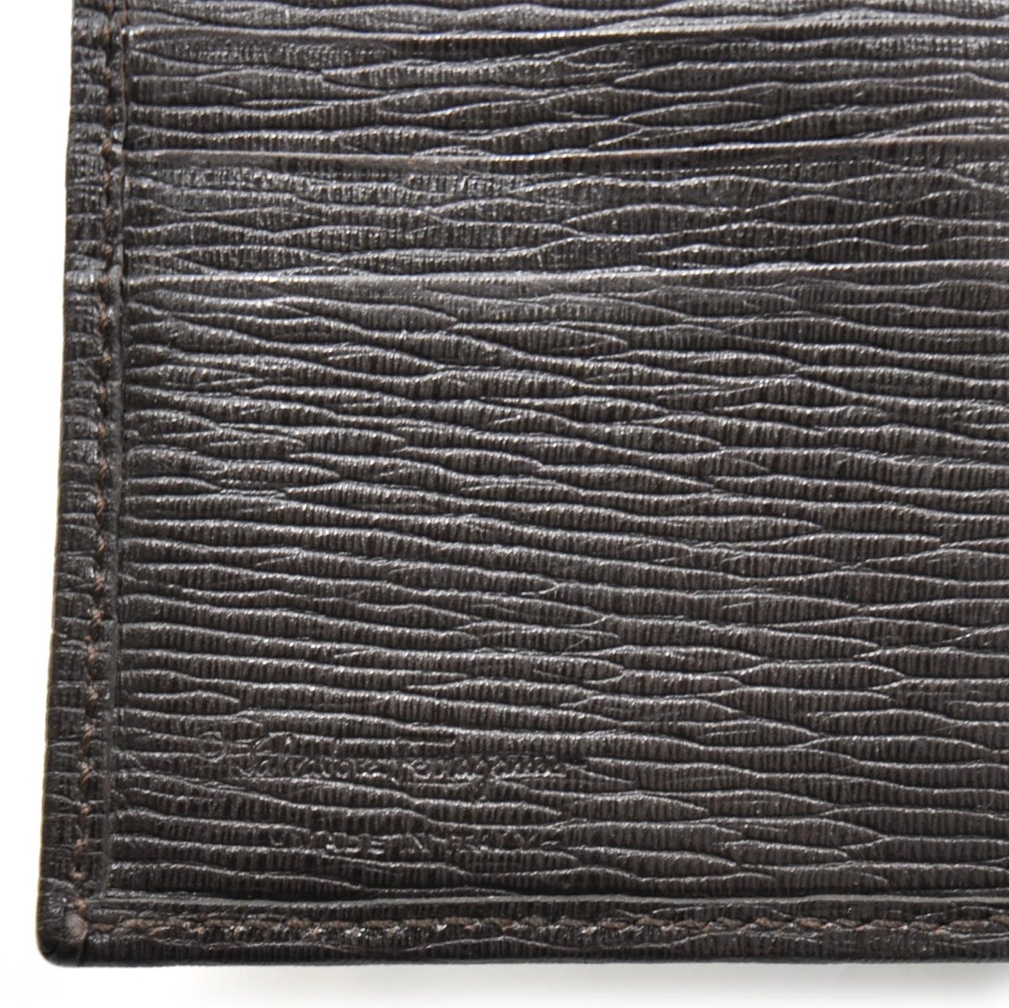SALVATOREFERRAGAMOMensStampedCalfskinRevivalBi-FoldWalletBrown
