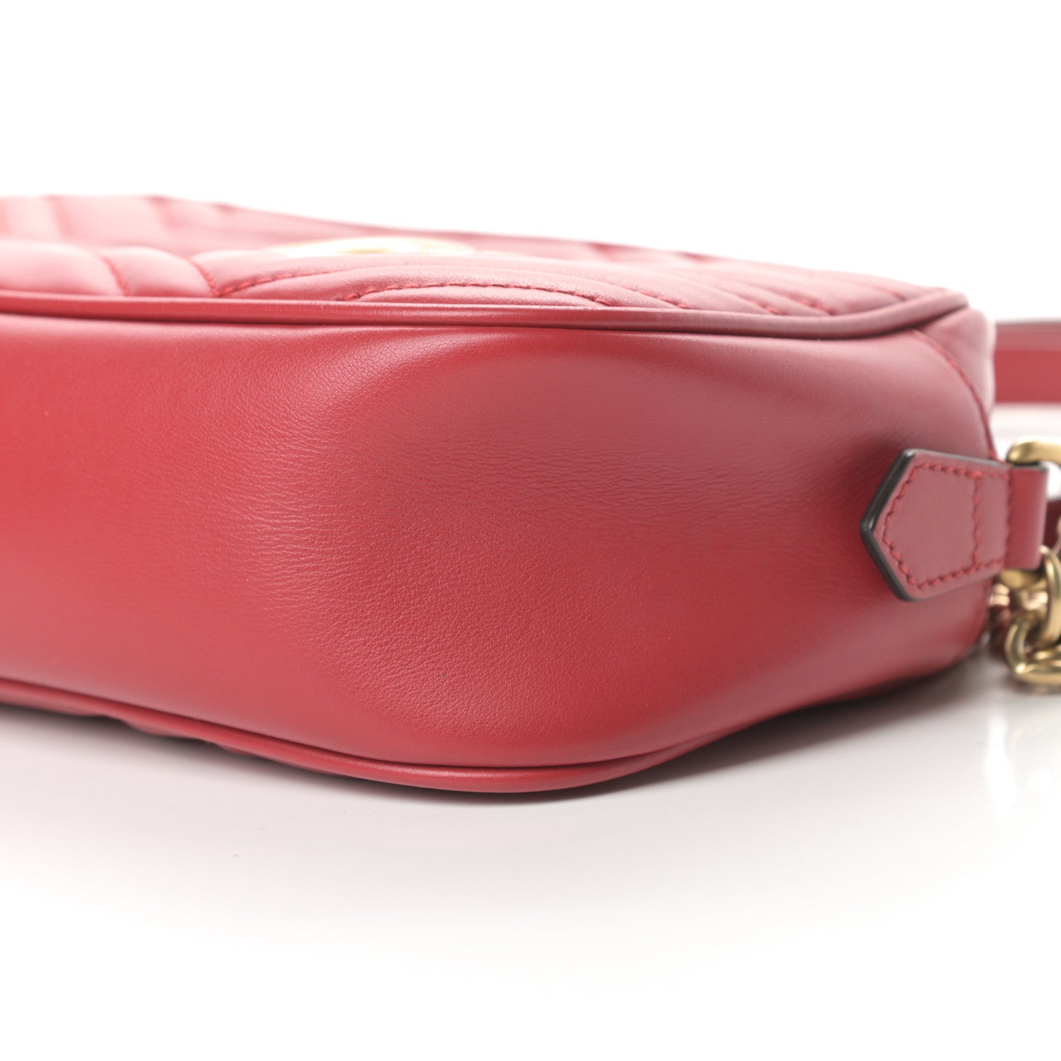 Gucci Calfskin Matelasse Small GG Marmont Chain Shoulder Bag Hibiscus Red 10 of 15