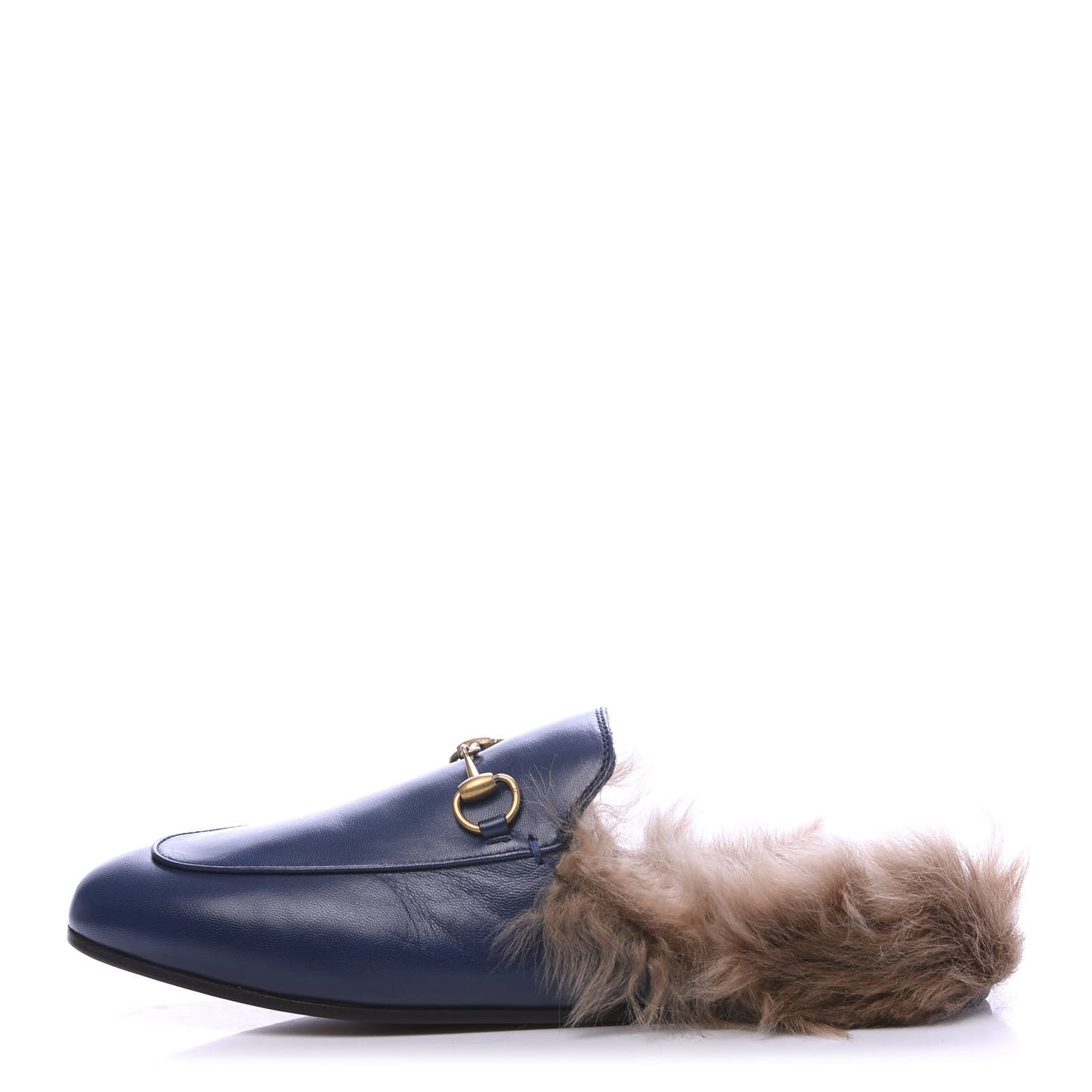 Malaga Kid Fur Womens Princetown Slippers 39 Blue Agata