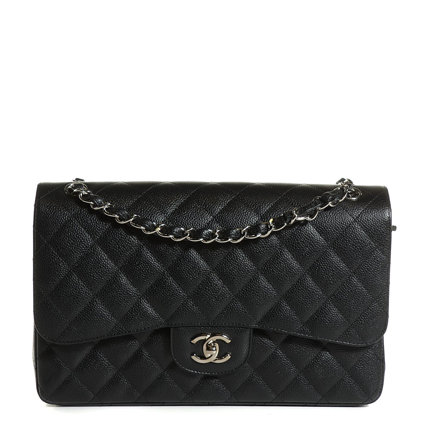 Caviar Quilted Jumbo Double Flap Black