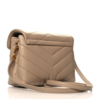 Saint Laurent Calfskin Y Quilted Monogram Toy Loulou Crossbody Bag Latte 3 of 10
